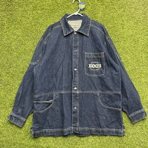 Boxx Jeans Jacket Mens XL Denim Chore Barn Coat Utility Rap Hip Hop Shacket VTG